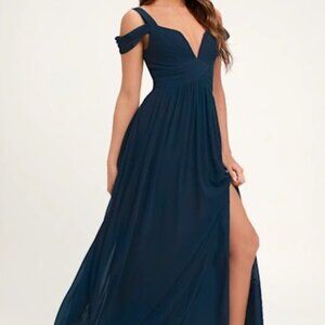 Lulus Women’s | Ocean of Elegance Navy Blue Maxi Dress | Size XL